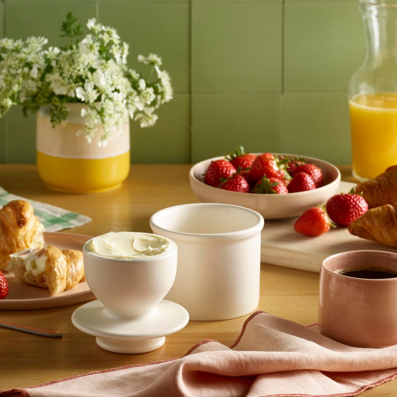 Butter Bell جرس الزبدة - جرس الزبدة الأصلي من L. Tremain، وعاء زبدة سيراميك فرنسي للحفاظ على الزبدة القابلة للدهن، وعاء زبدة سيراميك فرنسي، منتج خاص (عاجي غير لامع) - Image 3